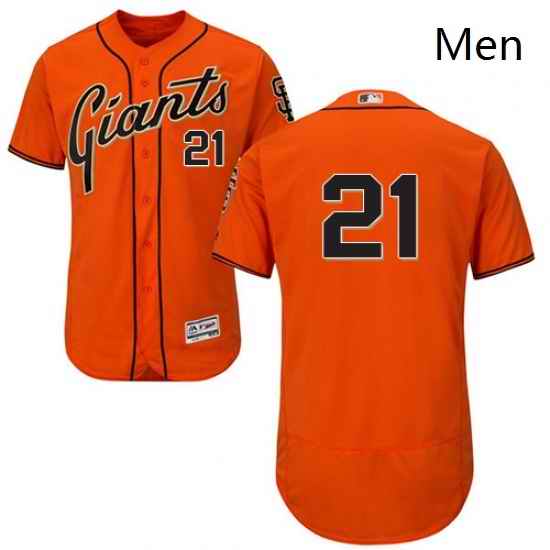 Mens Majestic San Francisco Giants 21 Deion Sanders Orange Alternate Flex Base Authentic Collection MLB Jersey
